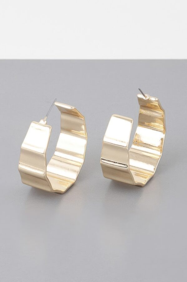 Ribbed Oversized Metal Hoop Earrings