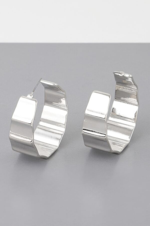 Ribbed Oversized Metal Hoop Earrings