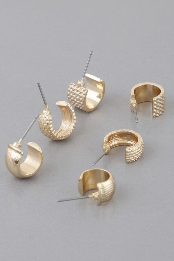 Bulky Multi-Hoop Earrings Set in Polished Metal