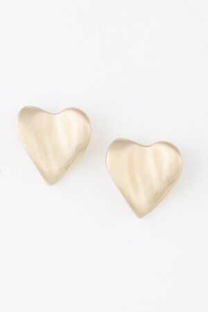 Abstract Heart Stud Earrings – Sleek Metallic 0.8″