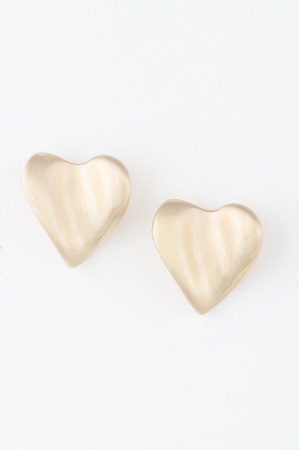 Abstract Heart Stud Earrings – Sleek Metallic 0.8″
