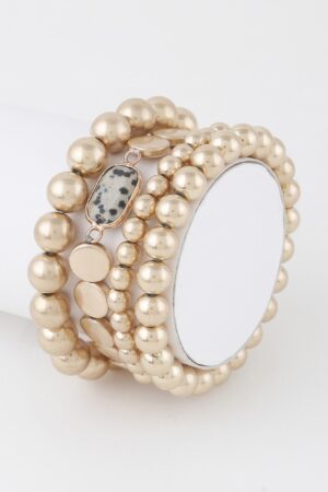 Stone Pendant Beaded Bracelet – Neutral Beads