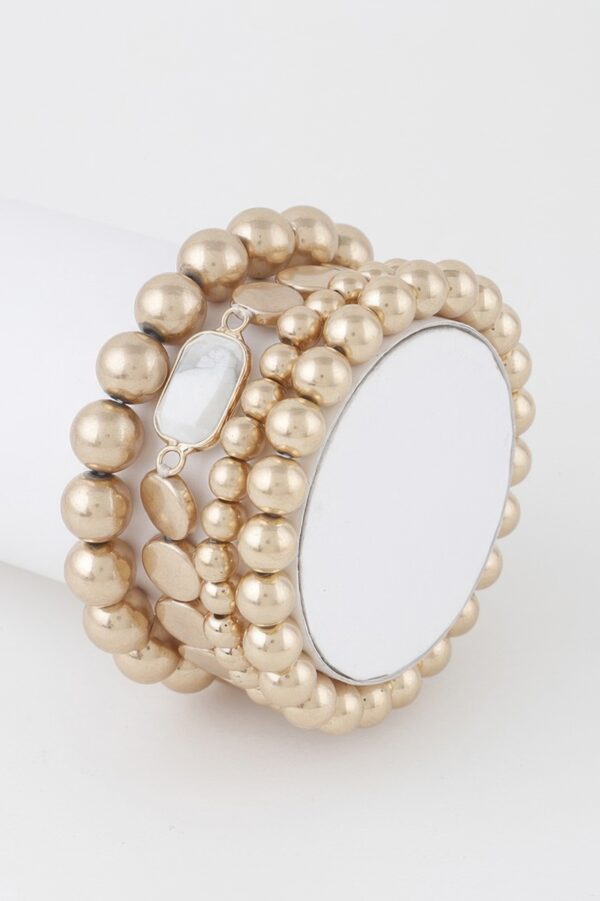 Stone Pendant Beaded Bracelet – Neutral Beads