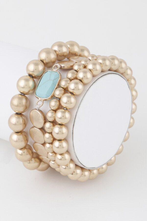 Stone Pendant Beaded Bracelet – Neutral Beads