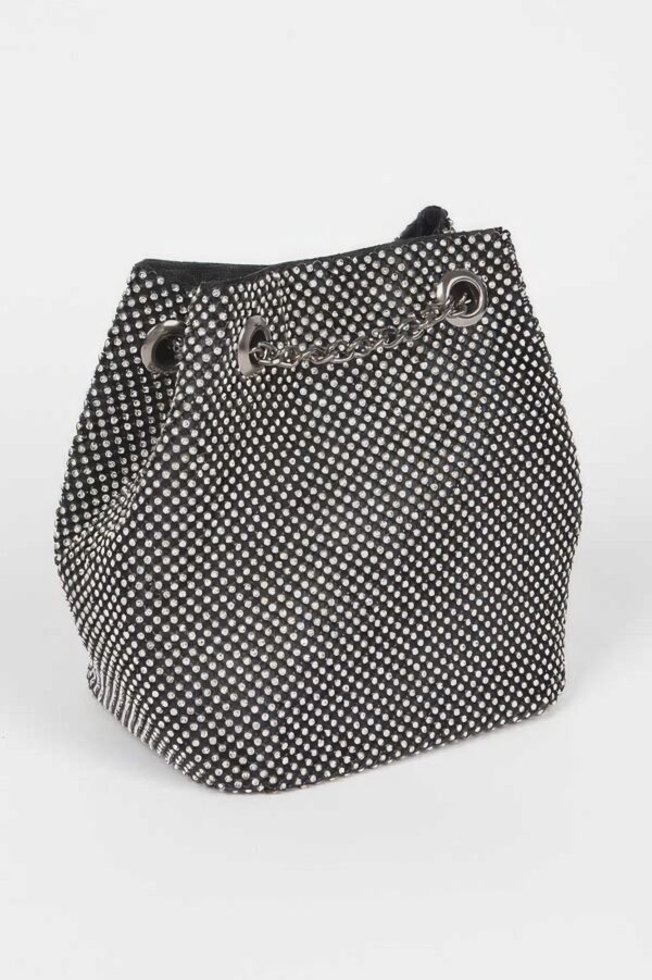 Rhinestone Bucket Bag with Chunky Chain Strap