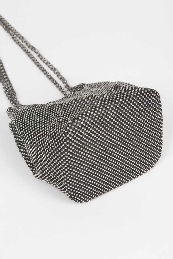 Rhinestone Bucket Bag with Chunky Chain Strap