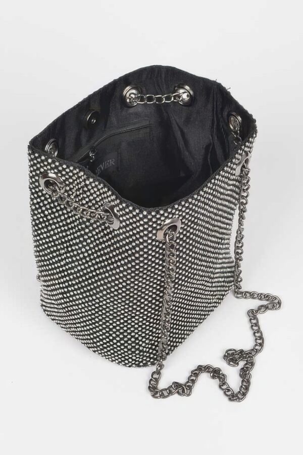 Rhinestone Bucket Bag with Chunky Chain Strap