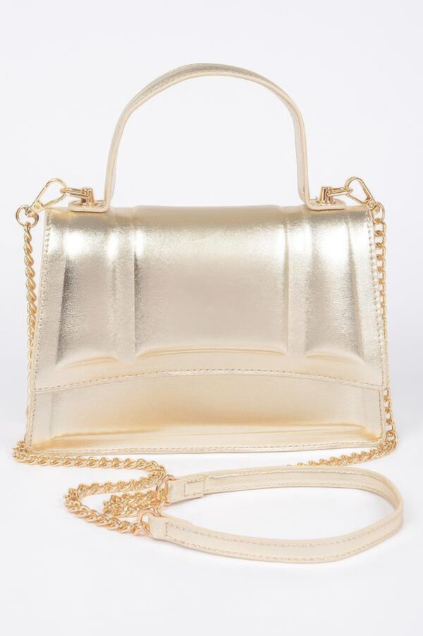Metallic Top Handle Crossbody Bag – Structured Mini