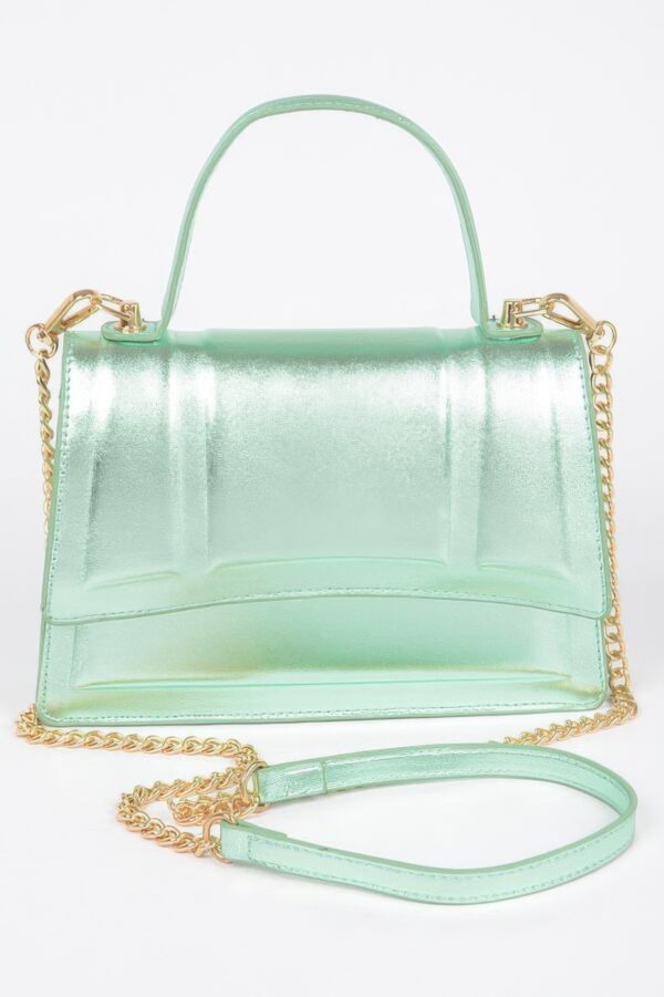 Metallic Top Handle Crossbody Bag – Structured Mini