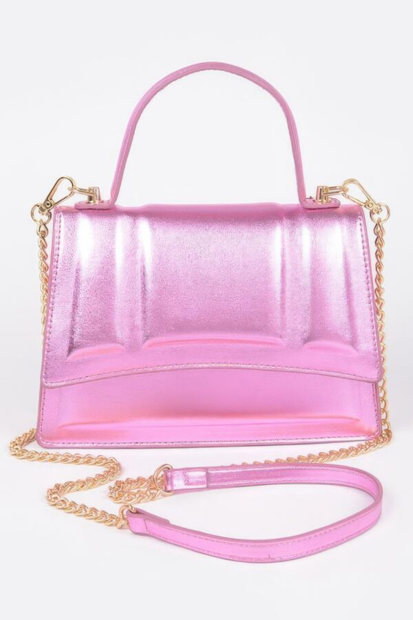 Metallic Top Handle Crossbody Bag – Structured Mini