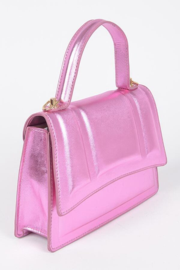 Metallic Top Handle Crossbody Bag – Structured Mini