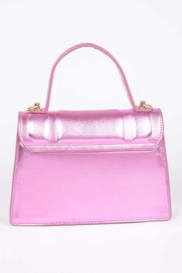 Metallic Top Handle Crossbody Bag – Structured Mini