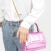 Metallic Top Handle Crossbody Bag – Structured Mini
