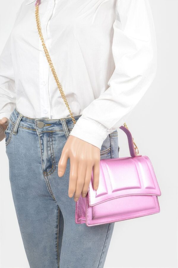 Metallic Top Handle Crossbody Bag – Structured Mini