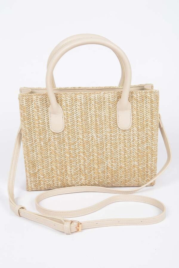 Vegan Faux Straw Mini Tote – Structured Top-Handle