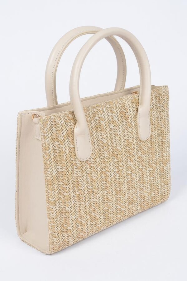 Vegan Faux Straw Mini Tote – Structured Top-Handle