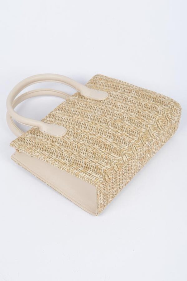 Vegan Faux Straw Mini Tote – Structured Top-Handle