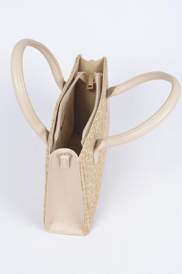 Vegan Faux Straw Mini Tote – Structured Top-Handle