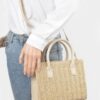 Vegan Faux Straw Mini Tote – Structured Top-Handle