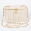 Compact Faux Straw Cosmetic Case with Structured Body