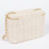 Compact Faux Straw Cosmetic Case with Structured Body