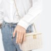 Compact Faux Straw Cosmetic Case with Structured Body