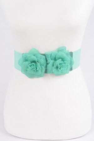 Floral Buckle Elastic Waist Belt