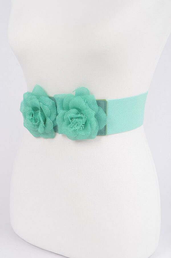 Floral Buckle Elastic Waist Belt