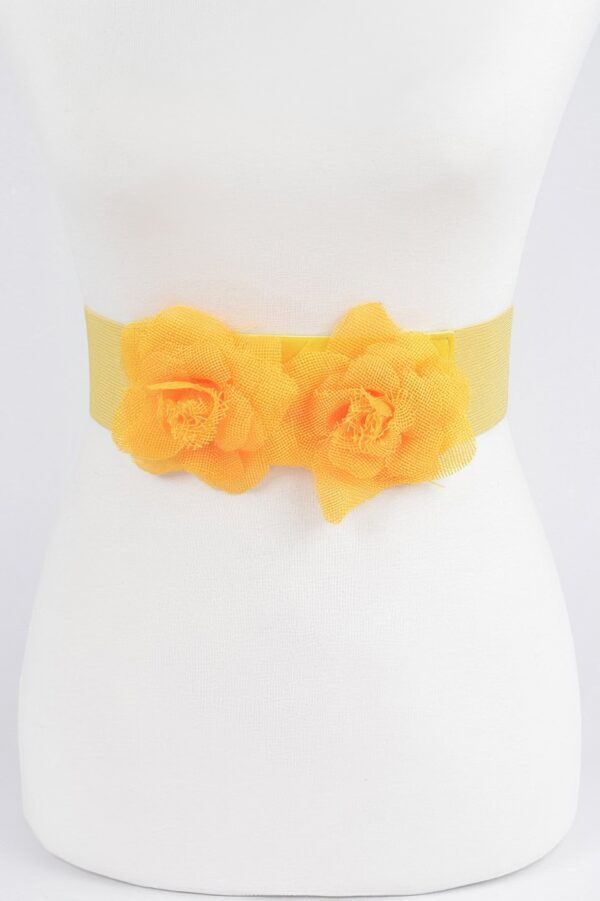 Floral Buckle Elastic Waist Belt