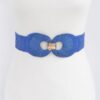 Faux Straw Two-Buckle Elastic Waist Belt