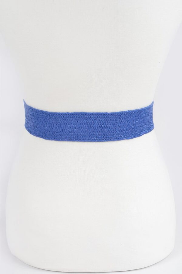 Faux Straw Two-Buckle Elastic Waist Belt
