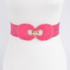 Faux Straw Two-Buckle Elastic Waist Belt