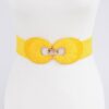 Faux Straw Two-Buckle Elastic Waist Belt