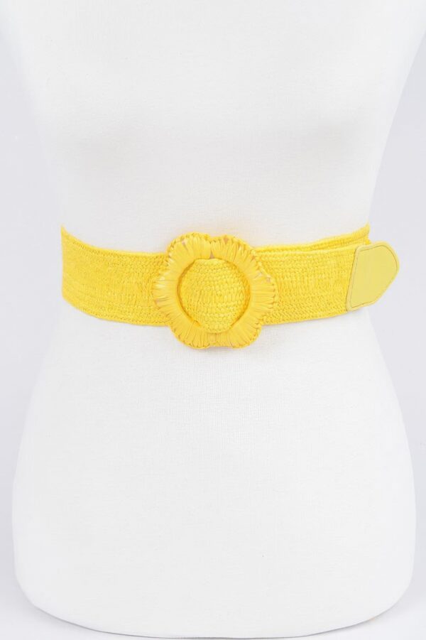 Faux Straw Elastic Waist Belt – Neutral Straw Finish