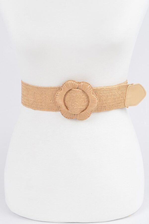 Faux Straw Elastic Waist Belt – Neutral Straw Finish