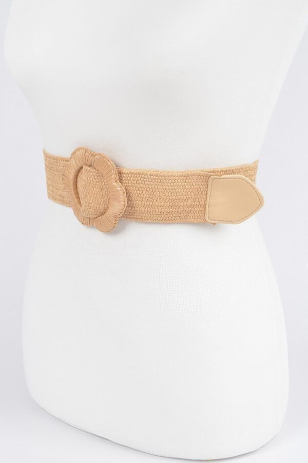 Faux Straw Elastic Waist Belt – Neutral Straw Finish