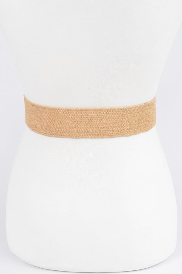Faux Straw Elastic Waist Belt – Neutral Straw Finish