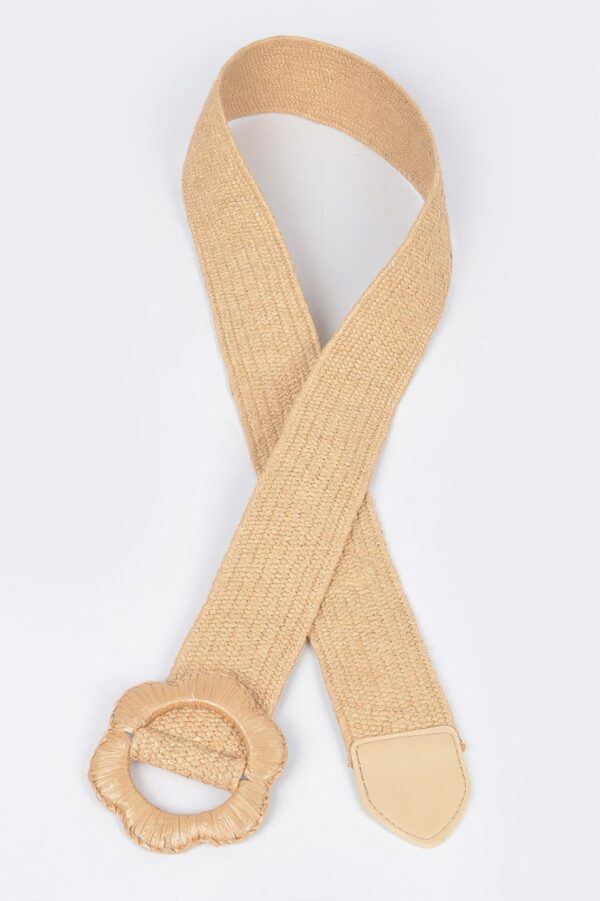 Faux Straw Elastic Waist Belt – Neutral Straw Finish