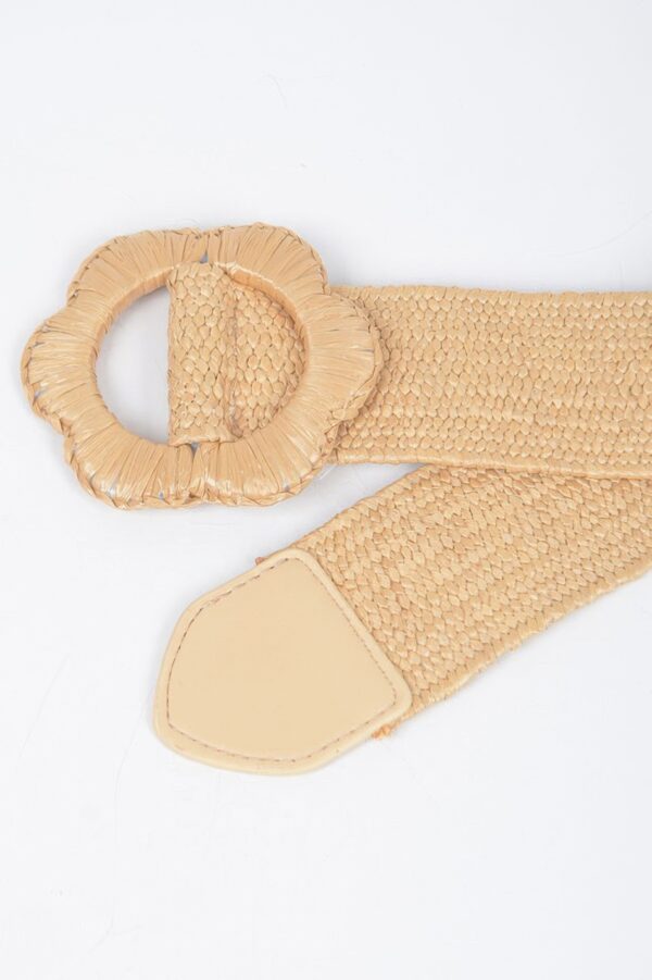 Faux Straw Elastic Waist Belt – Neutral Straw Finish