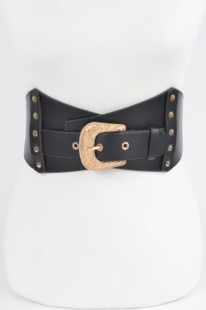 Multi Metal Elastic Belt – Wide Metallic Accent