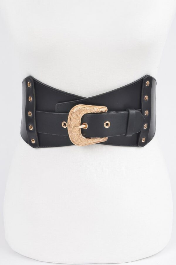 Multi Metal Elastic Belt – Wide Metallic Accent