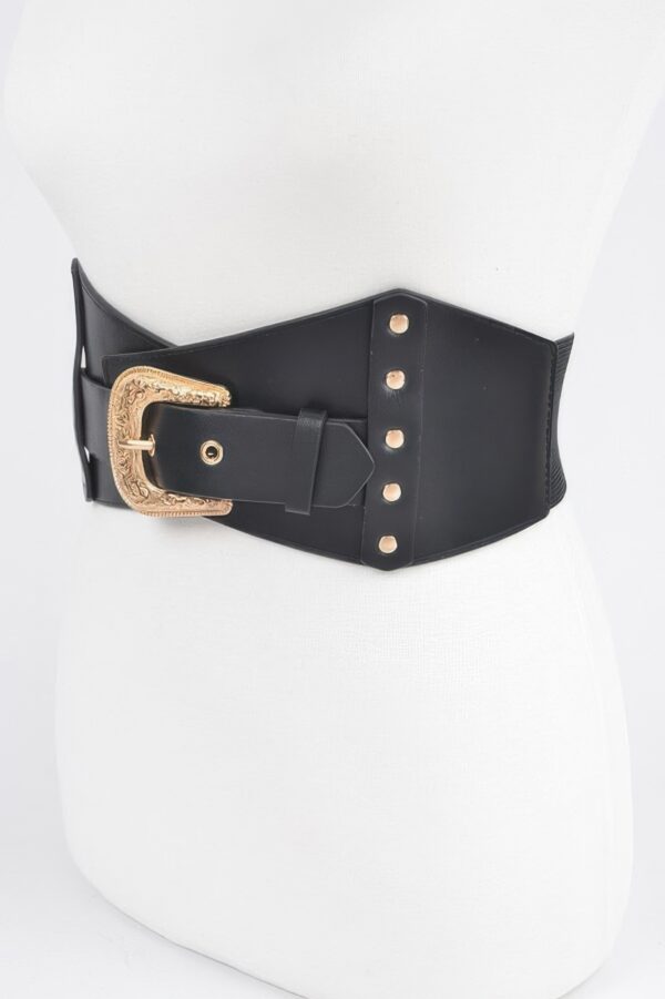 Multi Metal Elastic Belt – Wide Metallic Accent