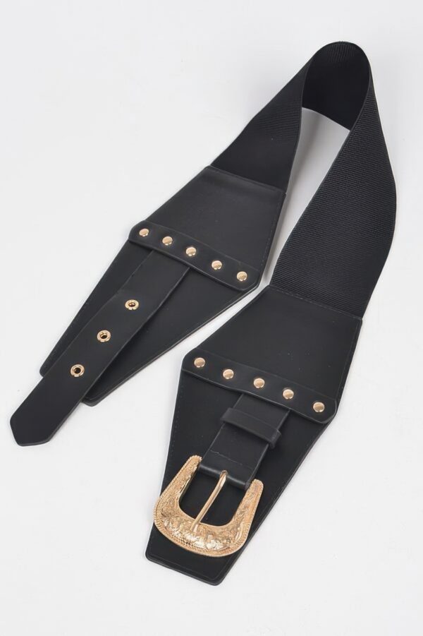 Multi Metal Elastic Belt – Wide Metallic Accent