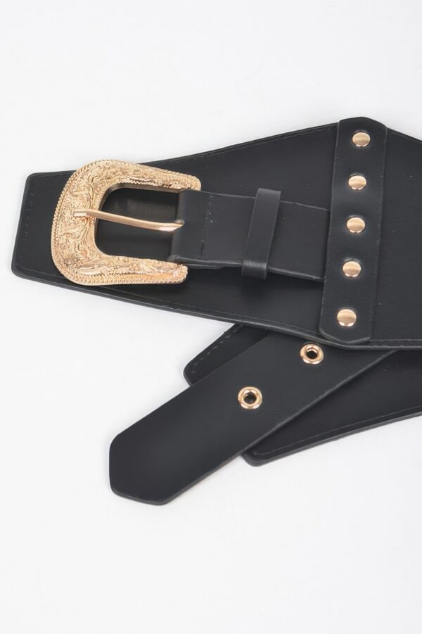 Multi Metal Elastic Belt – Wide Metallic Accent