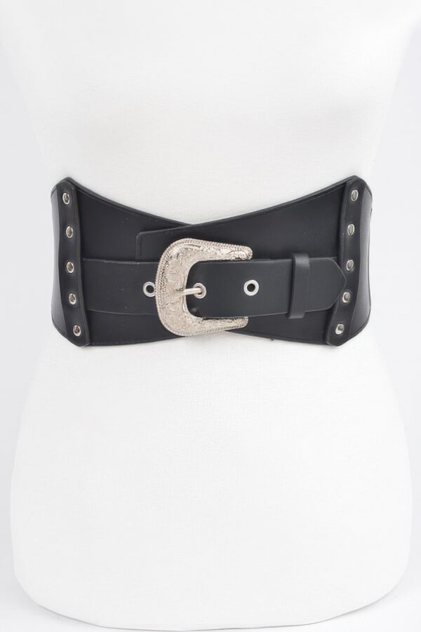 Multi Metal Elastic Belt – Wide Metallic Accent