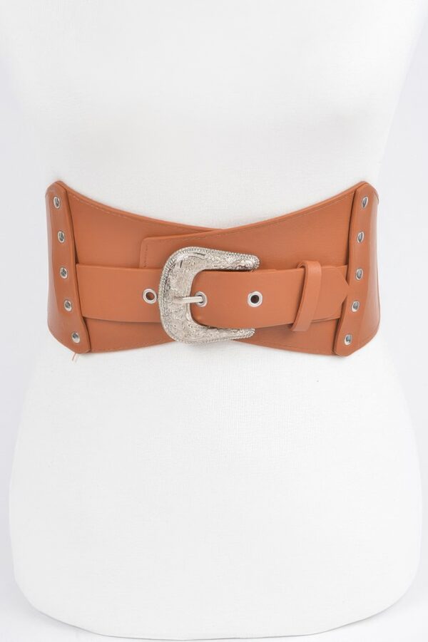 Multi Metal Elastic Belt – Wide Metallic Accent