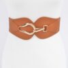Wide Elastic Belt with Oversized Metal Buckle