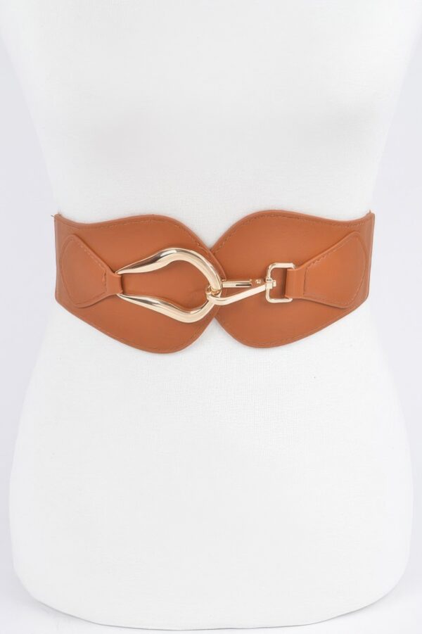 Wide Elastic Belt with Oversized Metal Buckle