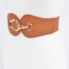 Wide Elastic Belt with Oversized Metal Buckle