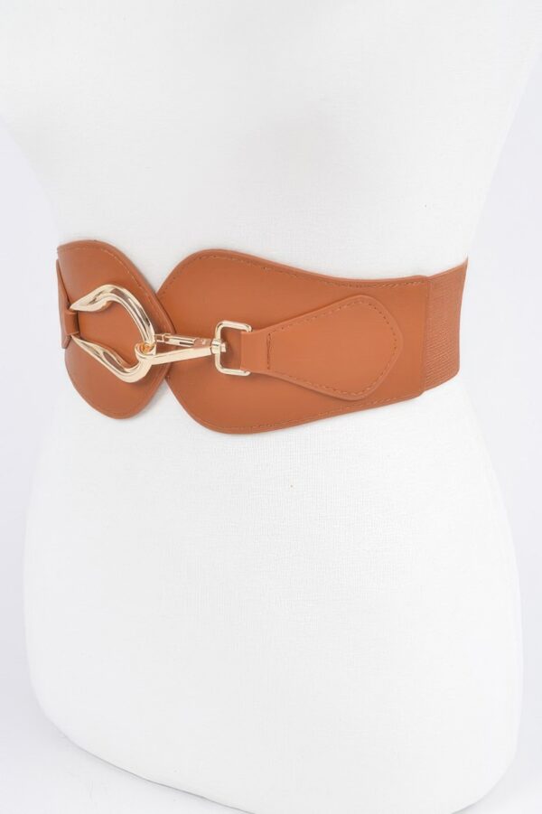 Wide Elastic Belt with Oversized Metal Buckle